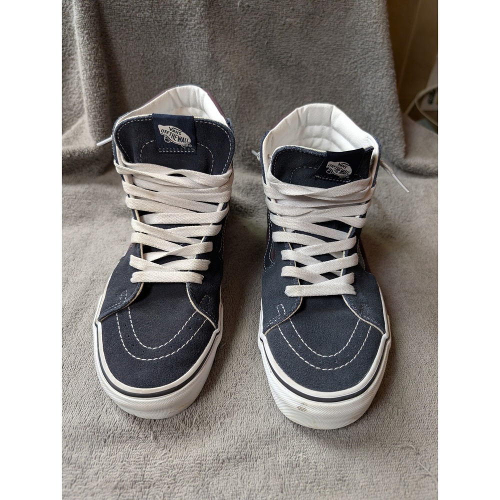 Vans Sk8-Hi High Top Sneakers Mens 8.5 Womens 10 Navy Blue Burgundy Suede‎